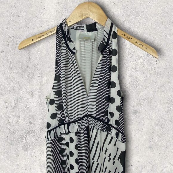 Anthropologie Channeled Polka Dot‎ Silky Striped Maxi Dress Size 0 Bohemian Boho - Picture 6 of 14